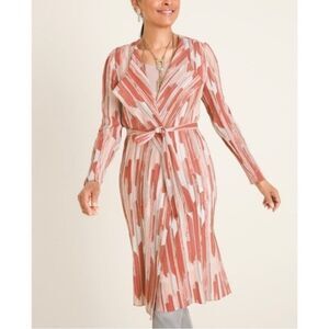 Chico’s Travelers Boho Pleated Crinkled Duster Jacket - Size Large 12/14